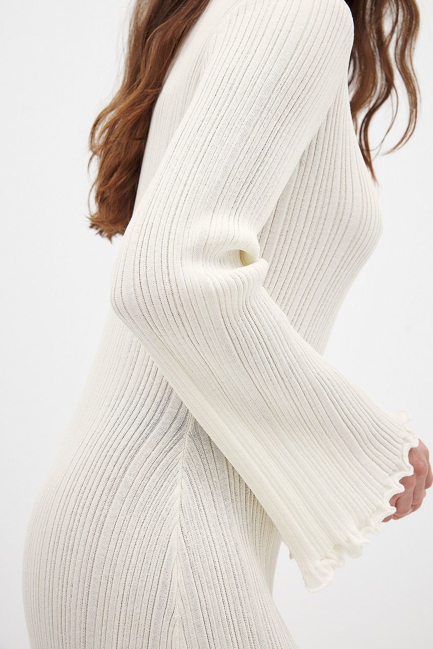 Na-kd Knitted Round Neck Frill Maxi Dress