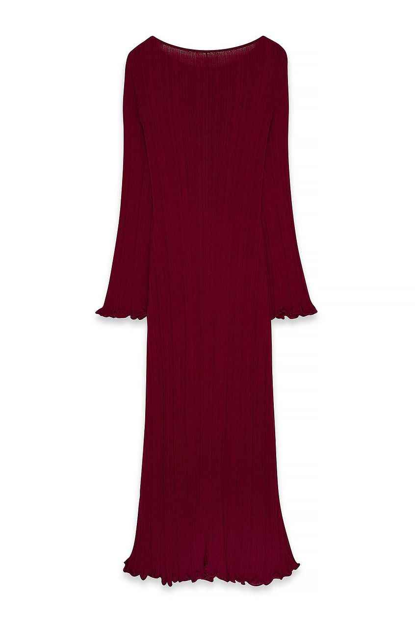 Na-kd Knitted Round Neck Frill Maxi Dress
