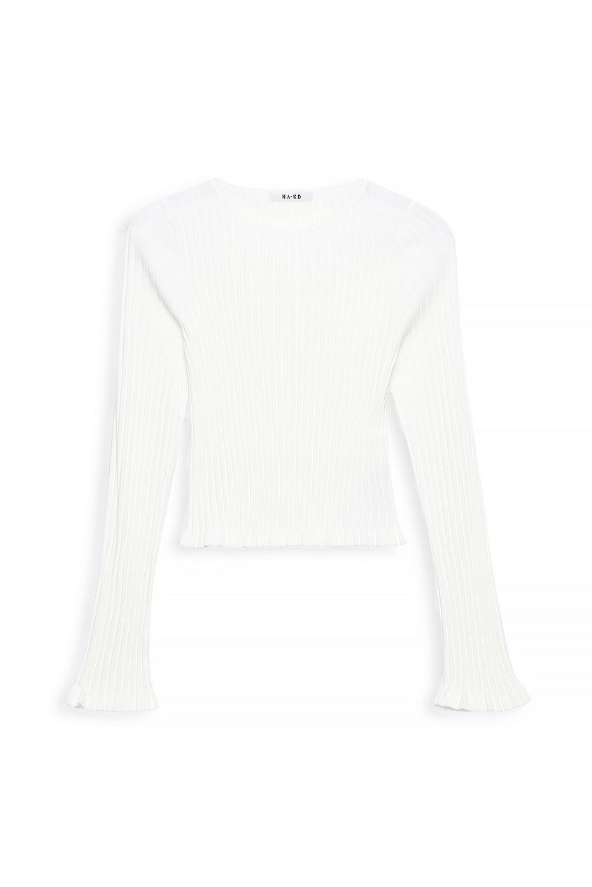 Na-kd Knitted Round Neck Frill Top