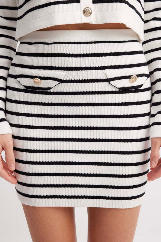 Knitted Striped Mini Skirt