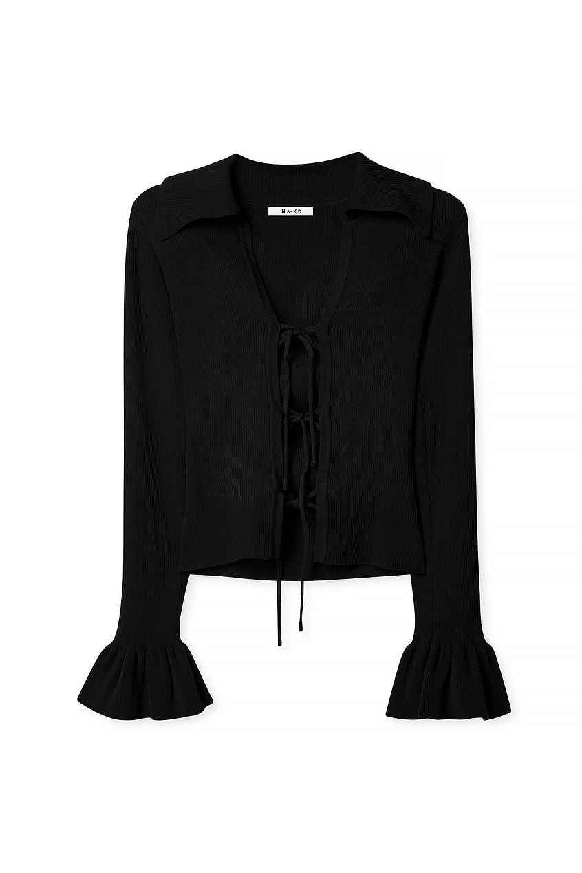 Na-kd - Knitted Tie Detail Ribbed Top
