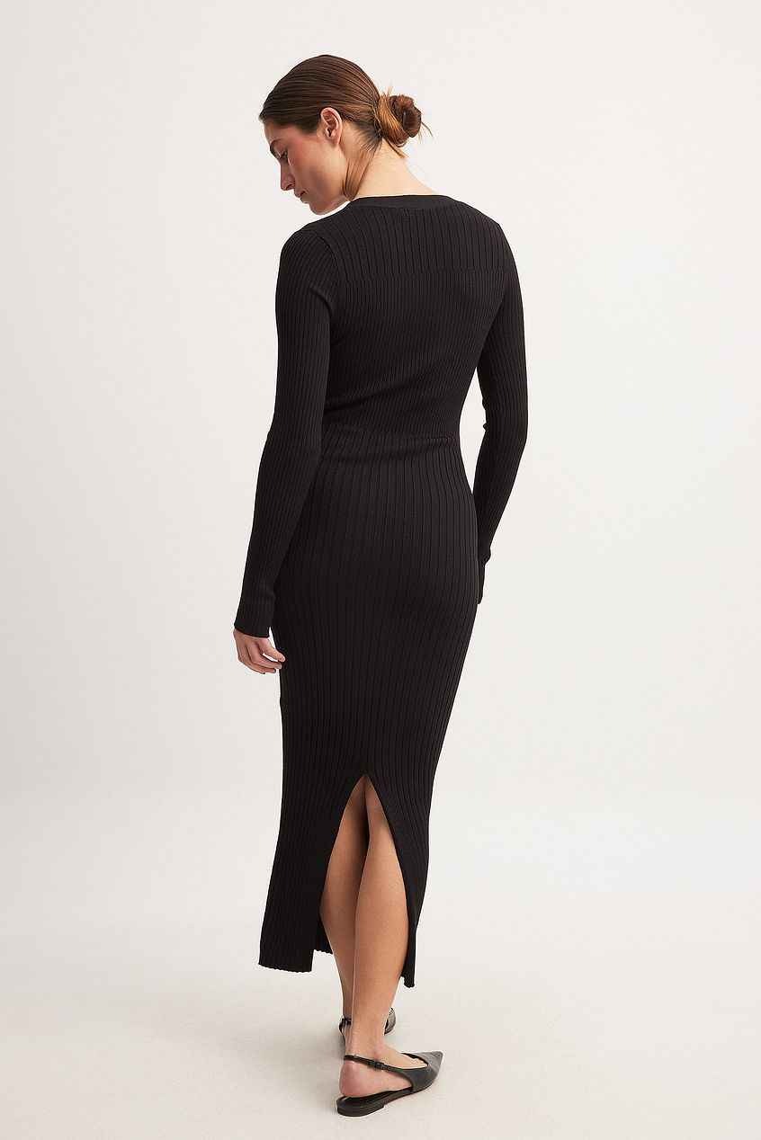 Na-kd Knitted V-Neck Midi Dress