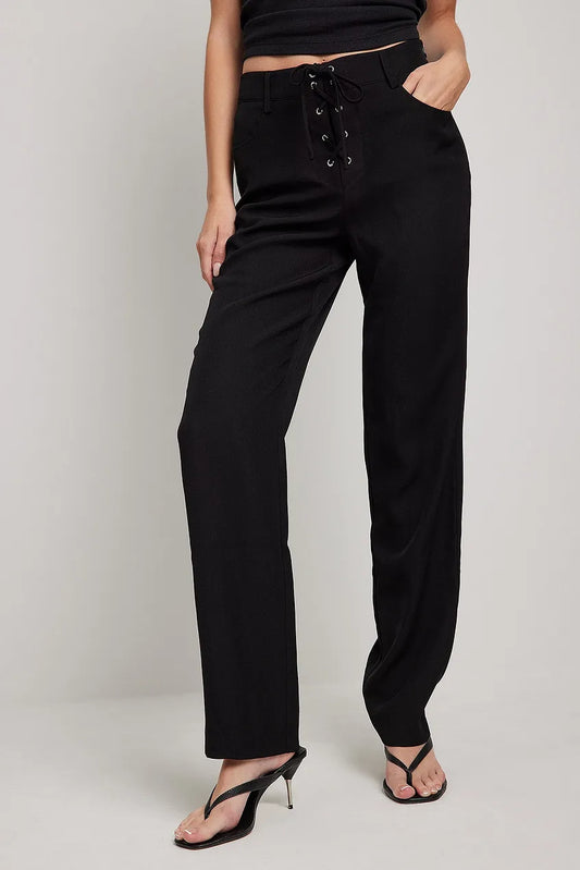 Lace-Up Front Detail Suit Pants