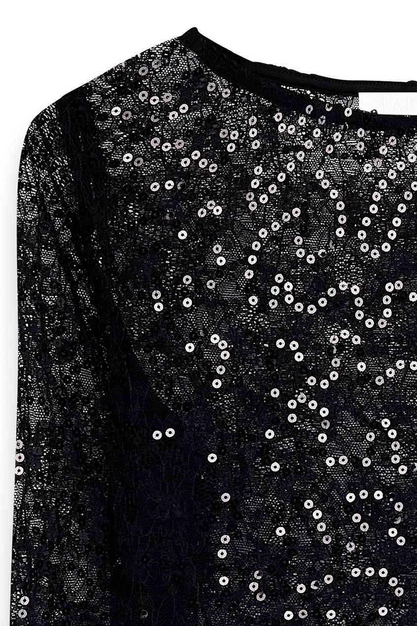 Na-kd Lace Sequin Long Sleeve Top