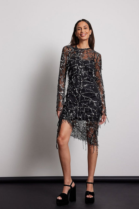 Lace Sequin Midi Dress