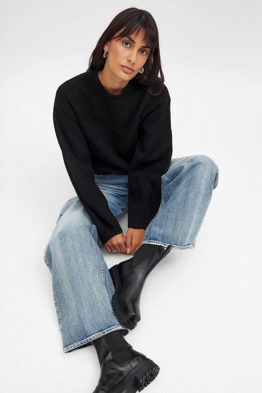 Leather Chunky Flat Sole Boots
