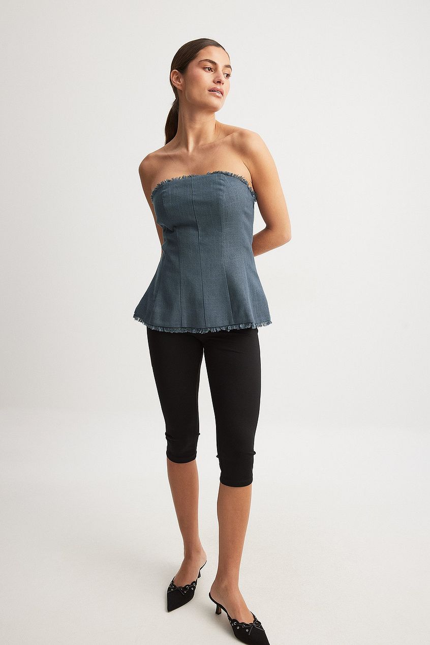 Linen Blend Bandeau Top