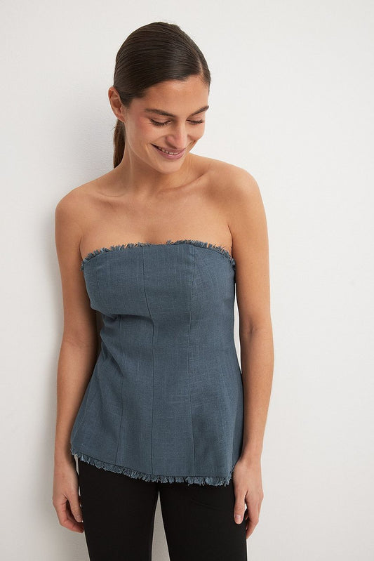 Linen Blend Bandeau Top