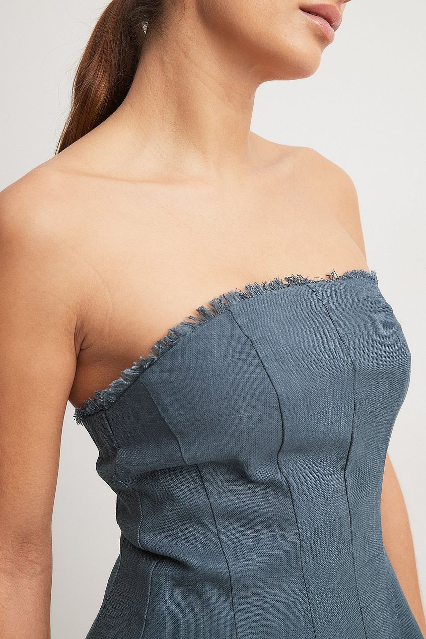 Linen Blend Bandeau Top