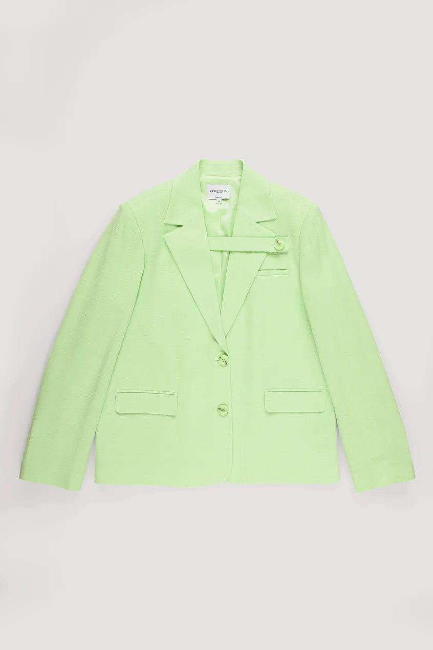 Linen Blend Buckle Up Blazer