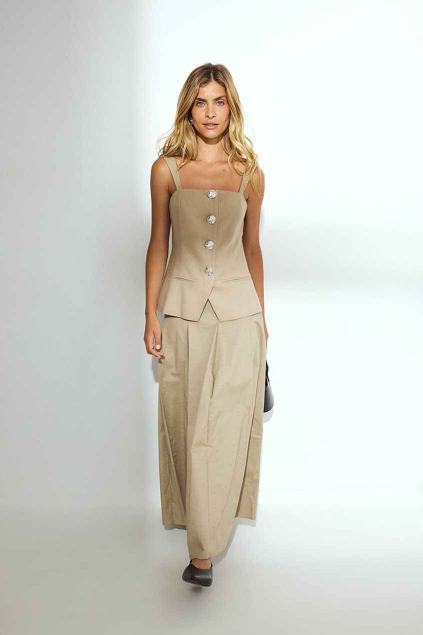 Na-kd Linen Blend Button Detail Vest