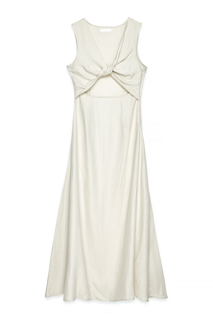 Na-kd Linen Blend Cut Out Maxi Dress