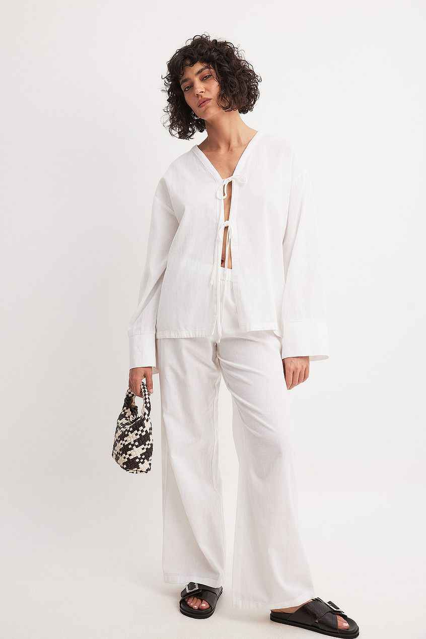 Na-kd Linen Blend Mid Waist Trousers