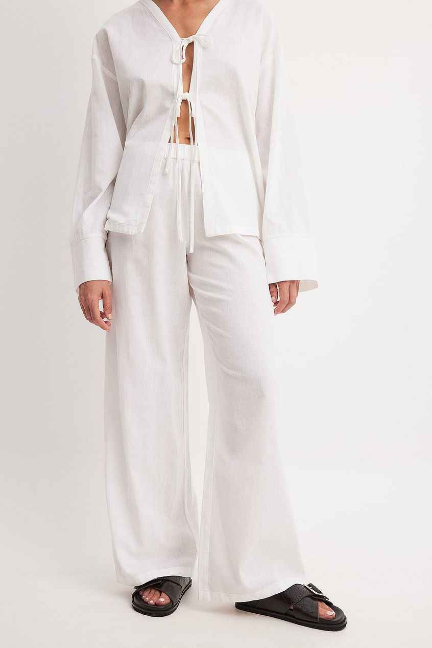 Na-kd Linen Blend Mid Waist Trousers