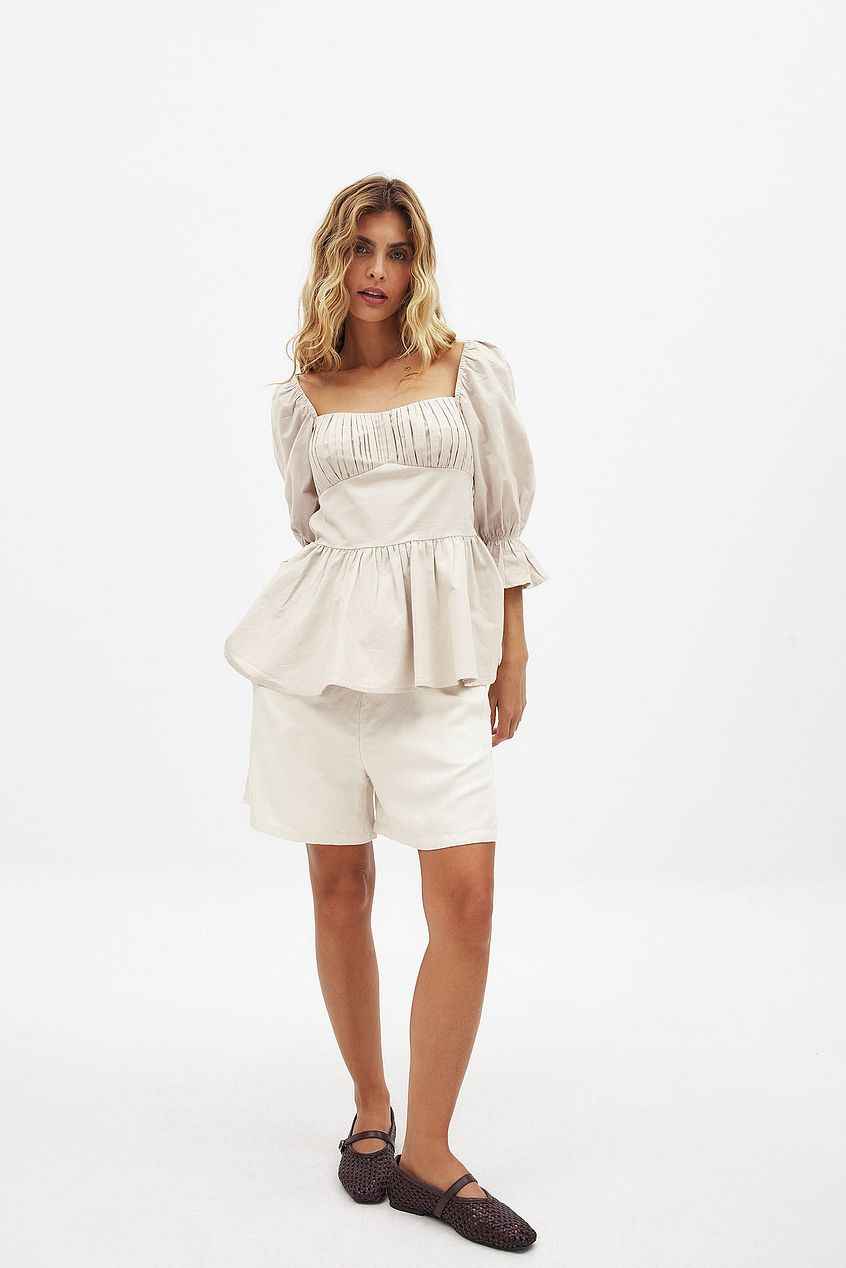 Na-kd Linen Blend Tie Back Blouse