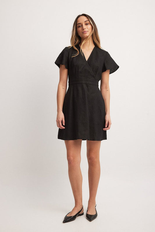 Linen Flowy Tie Back Mini Dress