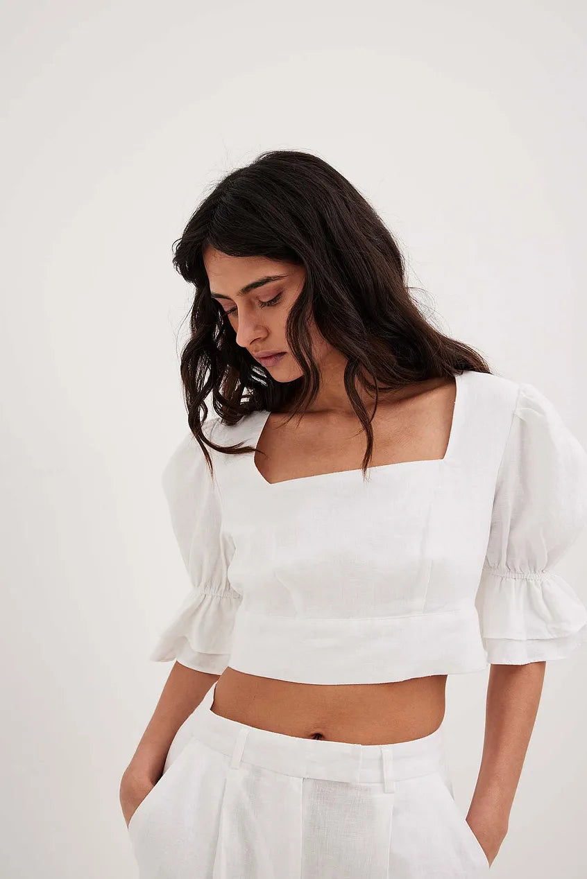 Na-kd Linen Tie Back Top