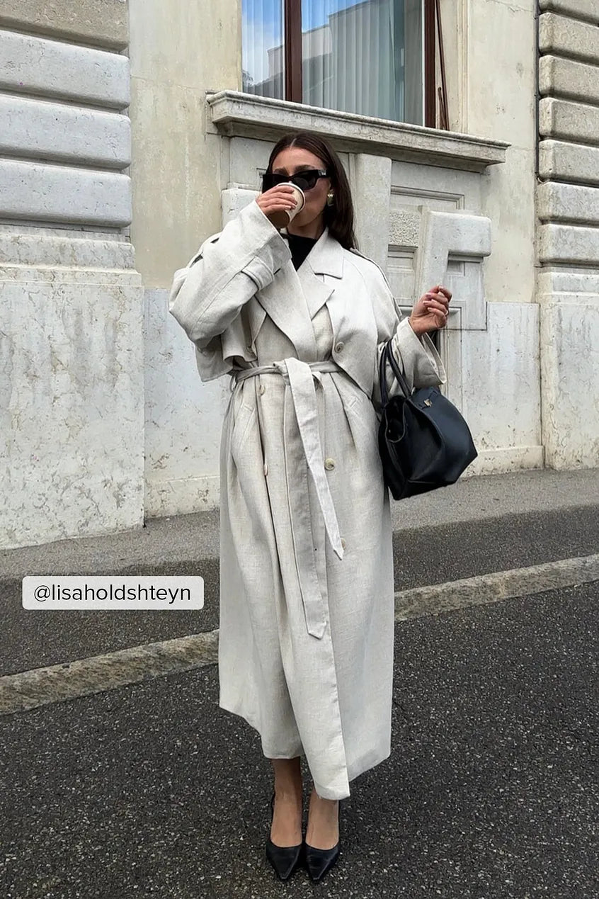 Linen Blend Trench Coat