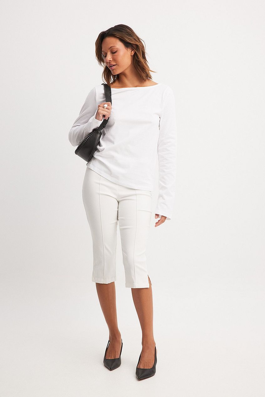 Long Sleeve Boat Neck Cotton Top