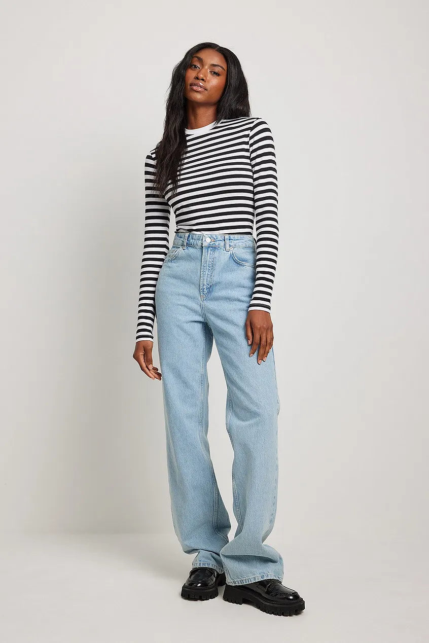 Long Sleeve Striped Fitted Top