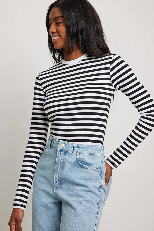 Long Sleeve Striped Fitted Top