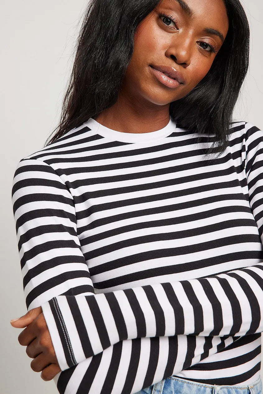 Long Sleeve Striped Fitted Top