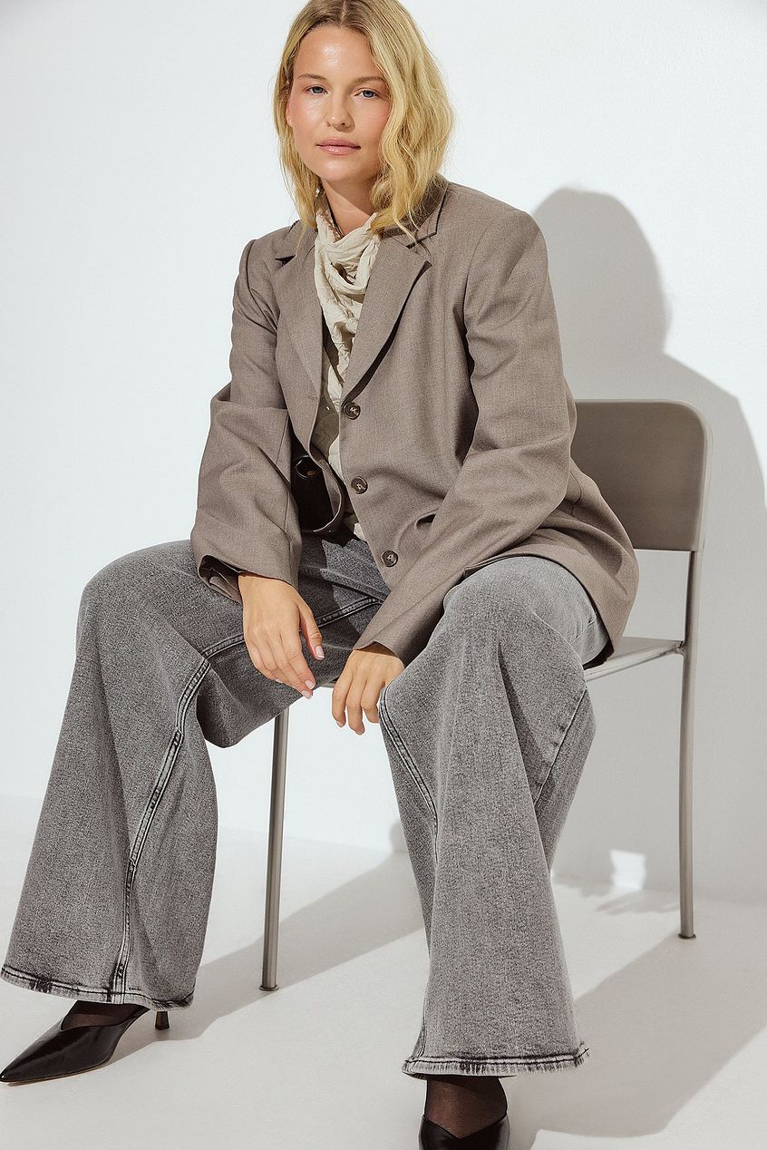 Na-kd Low Waist Wide Leg Jeans with Seam Details