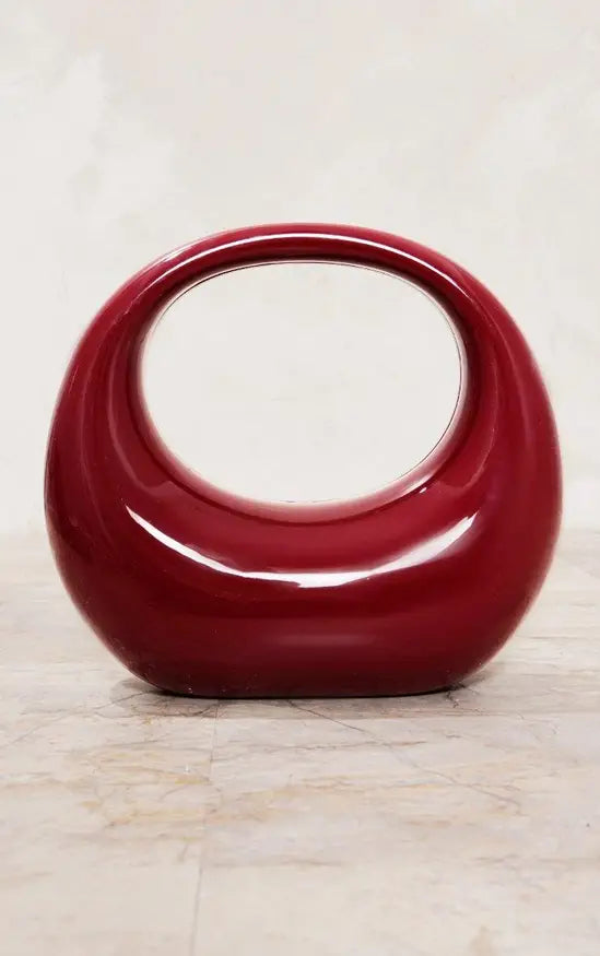 Cherry Red Hard Smooth Curve Handbag