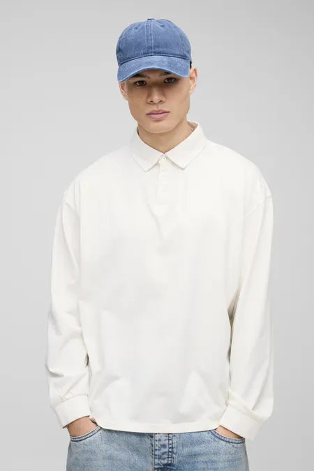 Boohoo - Oversized Boxy Long Sleeve Wash Polo