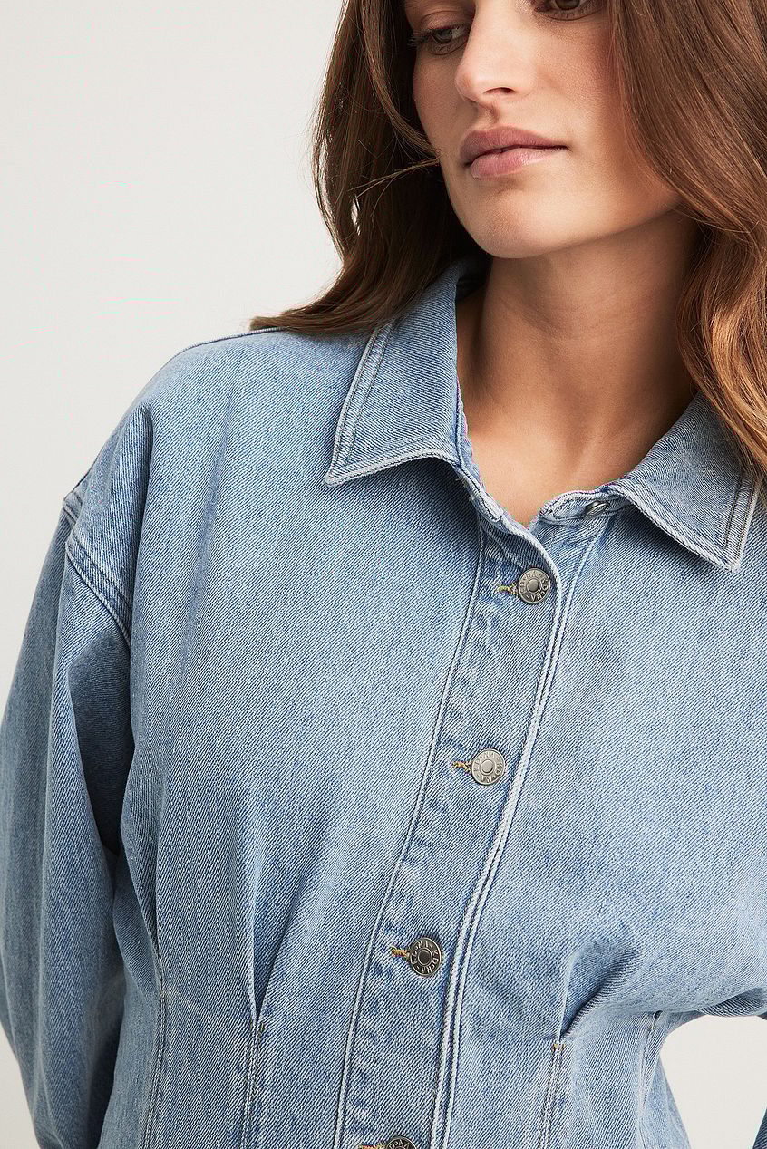 Marked Waist Denim Maxi Dress