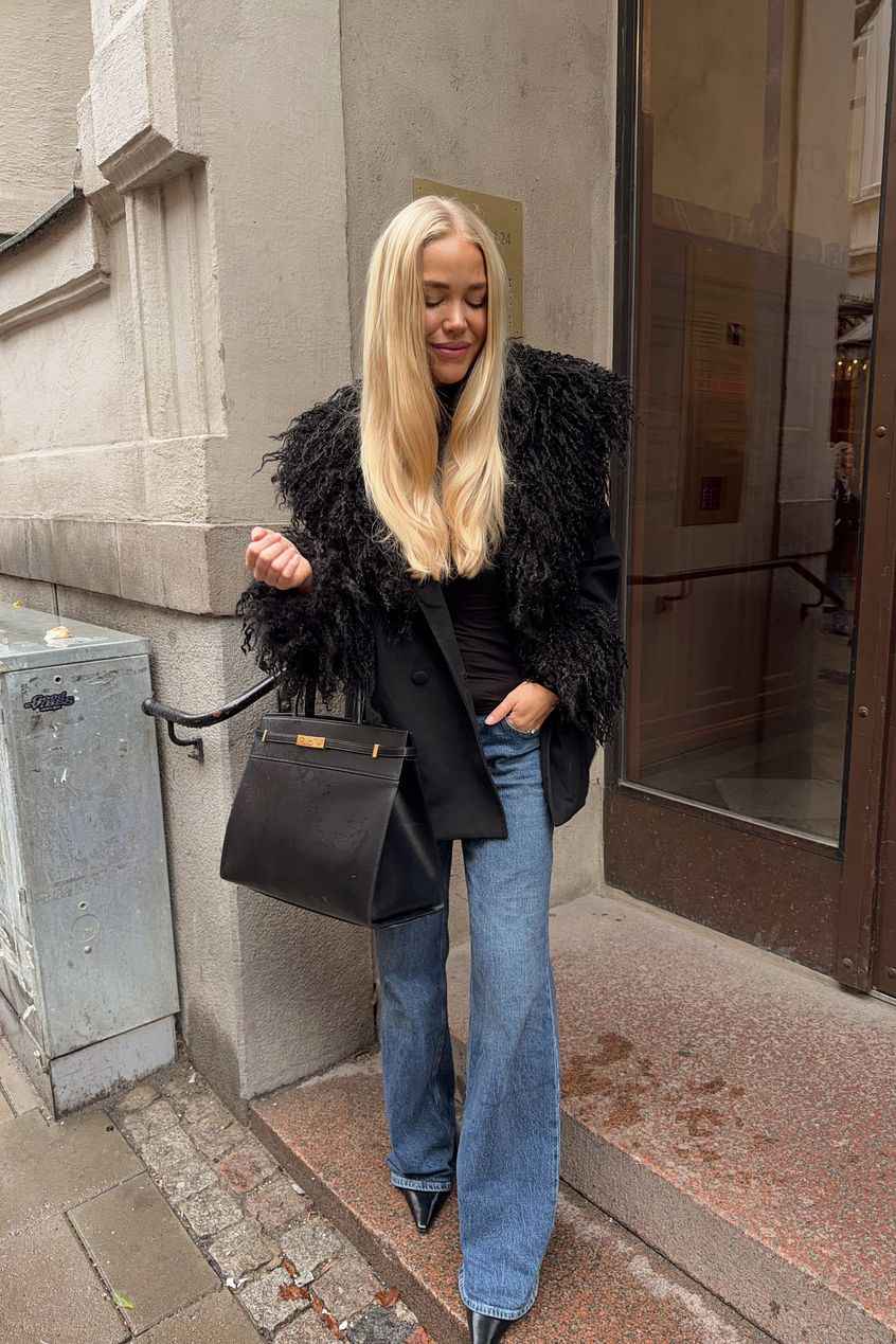Na-Kd Bonded Detail Curly Faux Fur Jacket