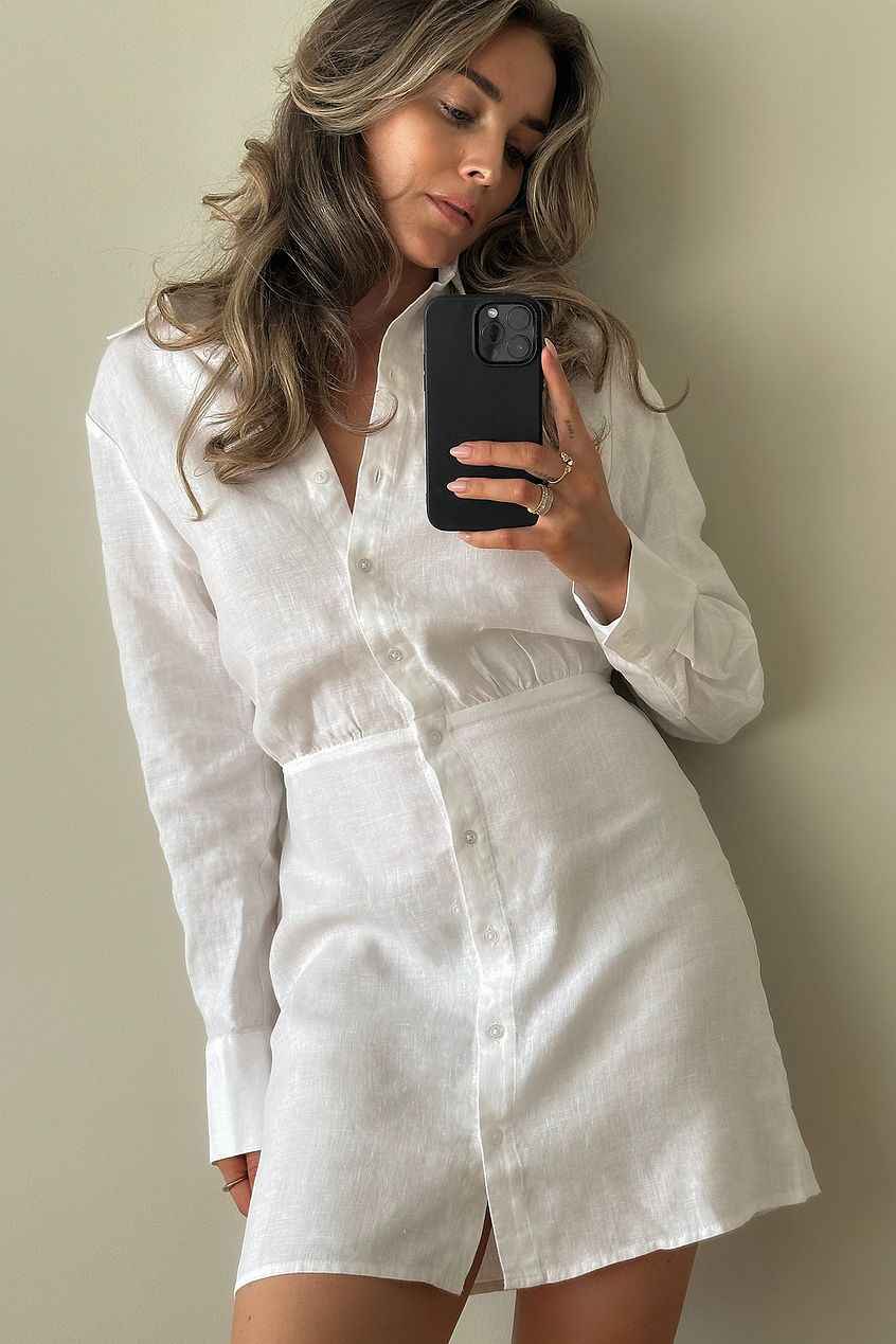Na-kd Linen Shirt Dress