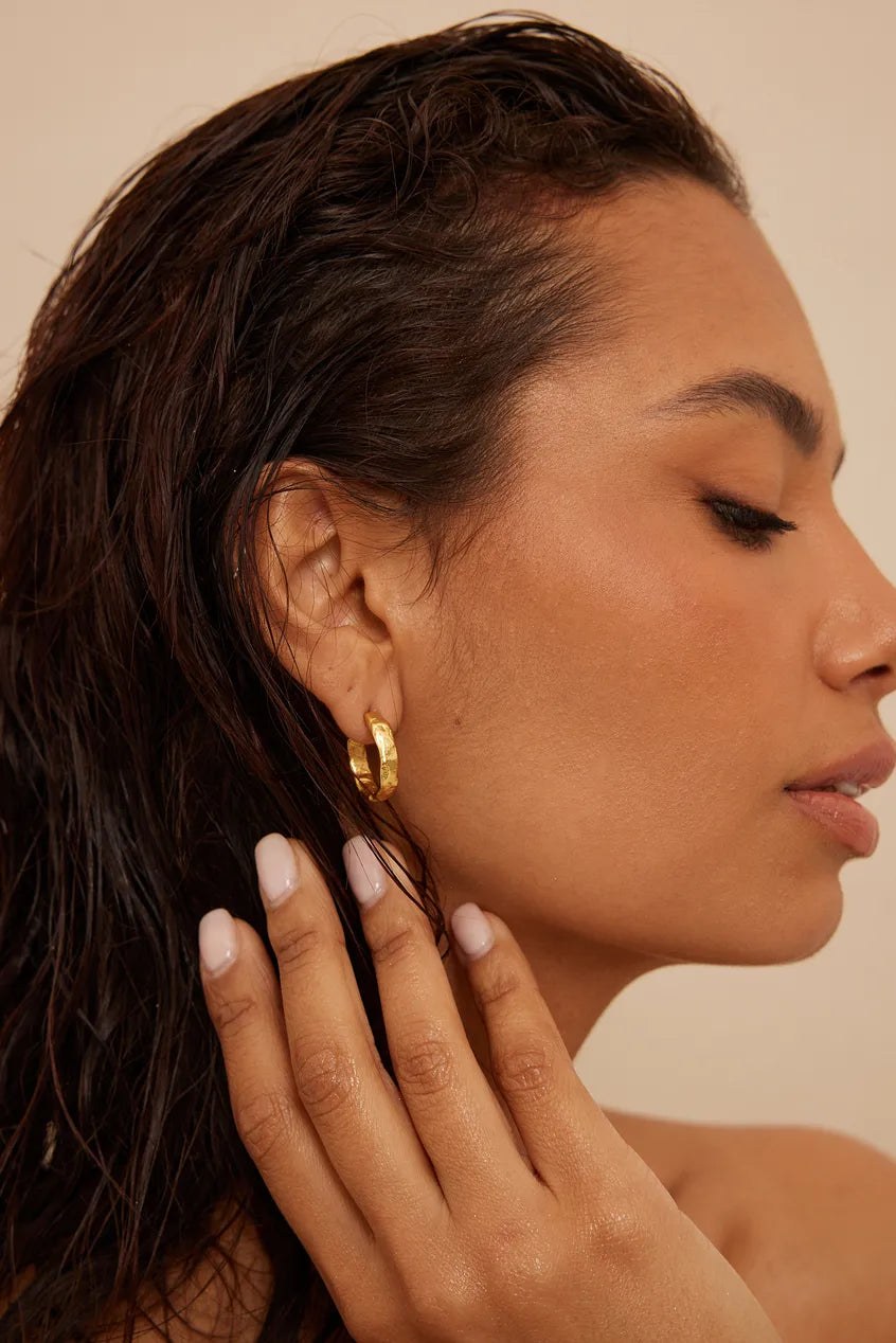 Midi Crafted Gold Plated Hoops