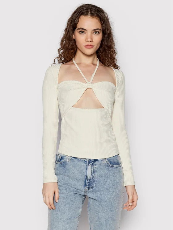 Tie Neck Long Sleeve Top