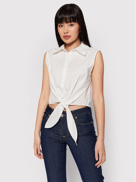 Front Knot Sleeveless Shirt