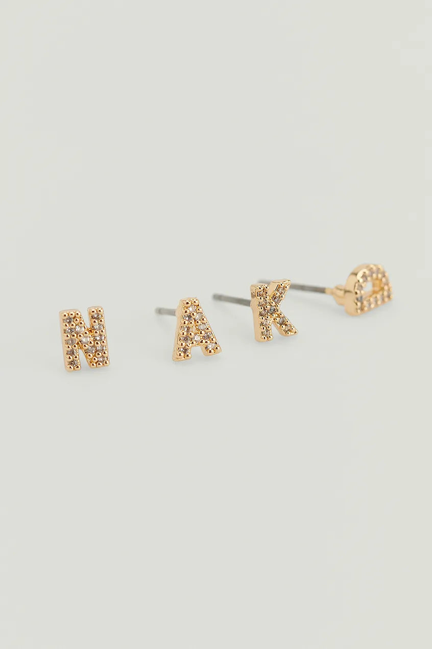 Sparkling Letter Studs Gold