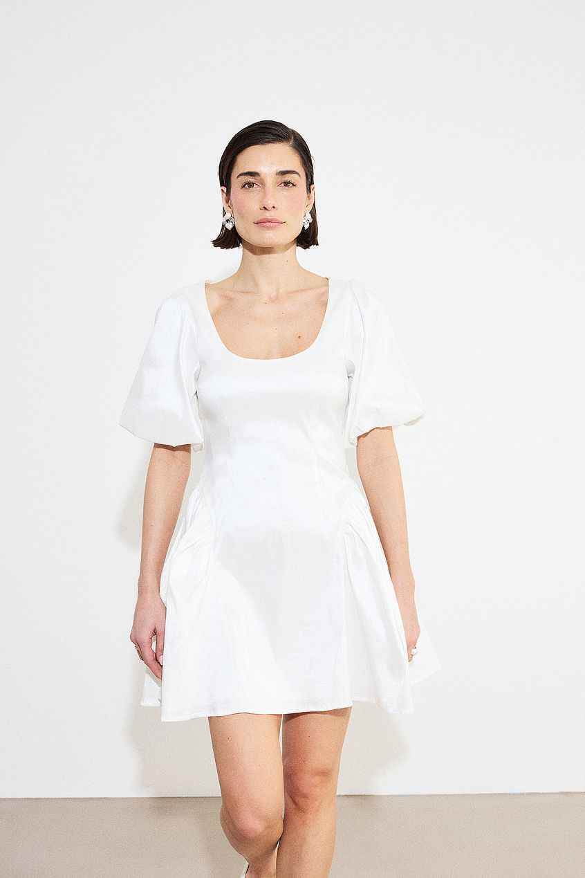 Na-kd Puff Sleeve Ruched Detail Mini Dress