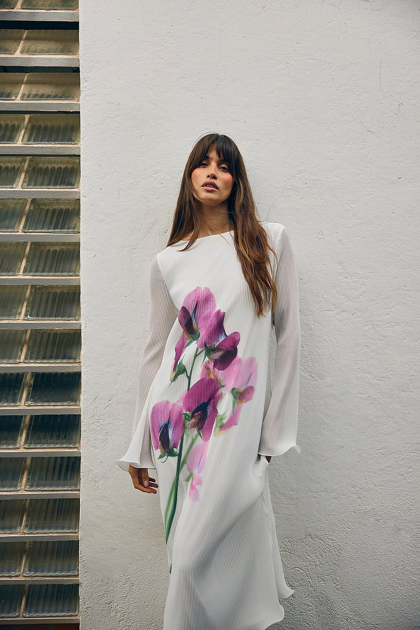 Na-kd Long Sleeve Plisse Maxi Dress