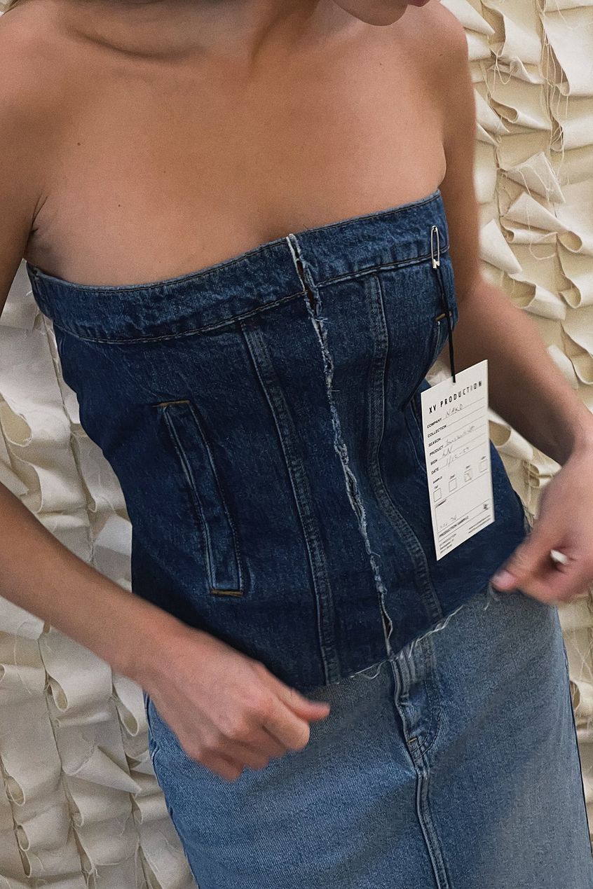 Denim Bandeau Top