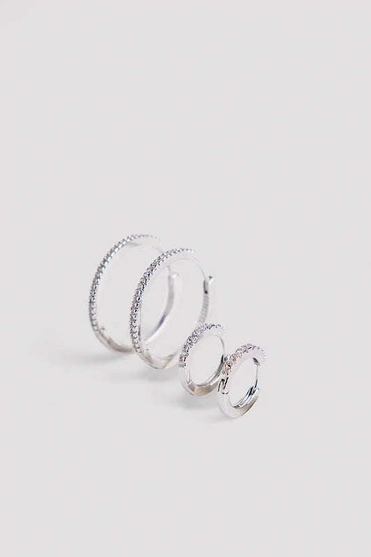 2-pack Strass Hoops Silver