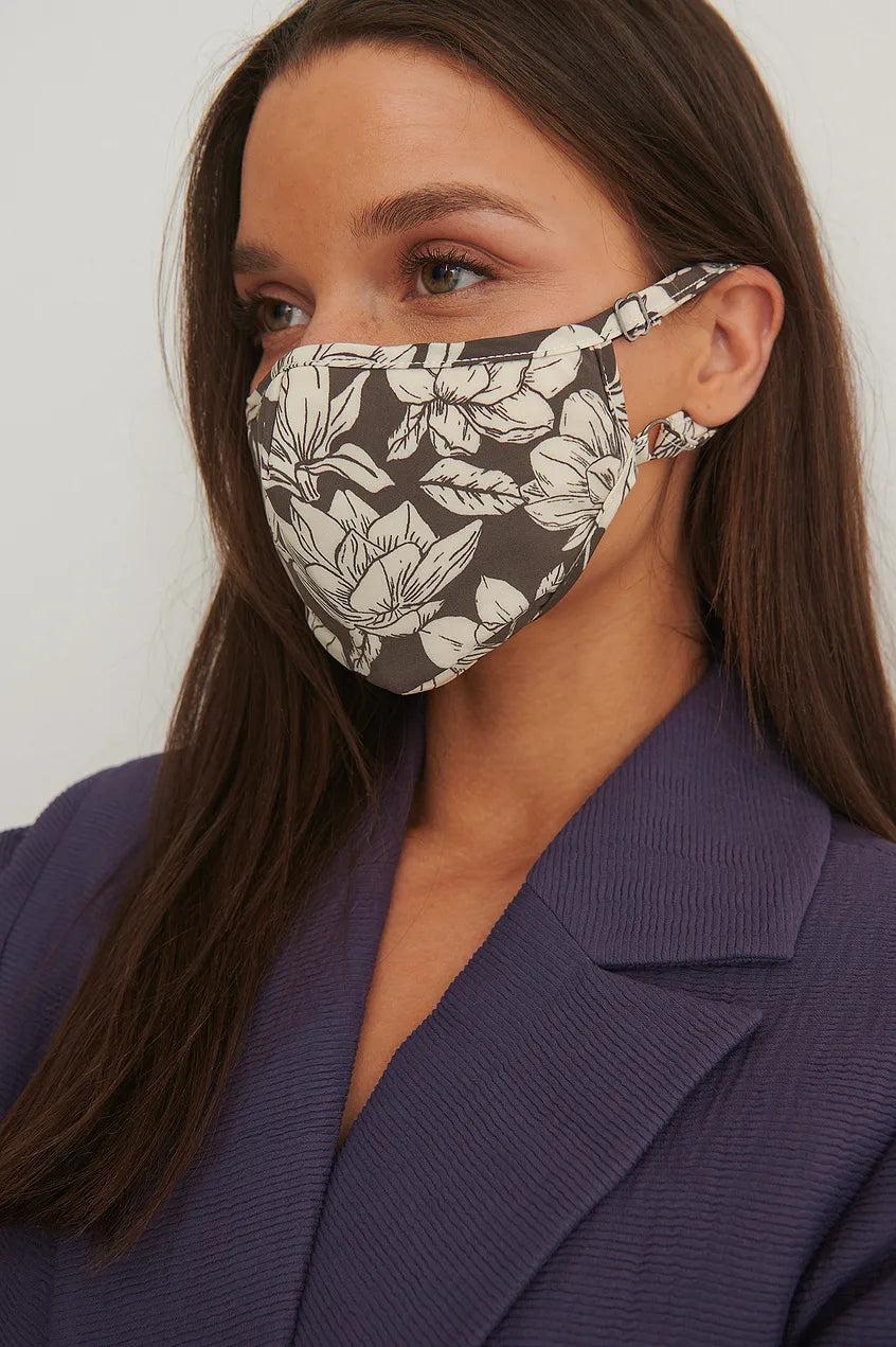 2-Pack Fitted Blossom Print Mask Black/Brown