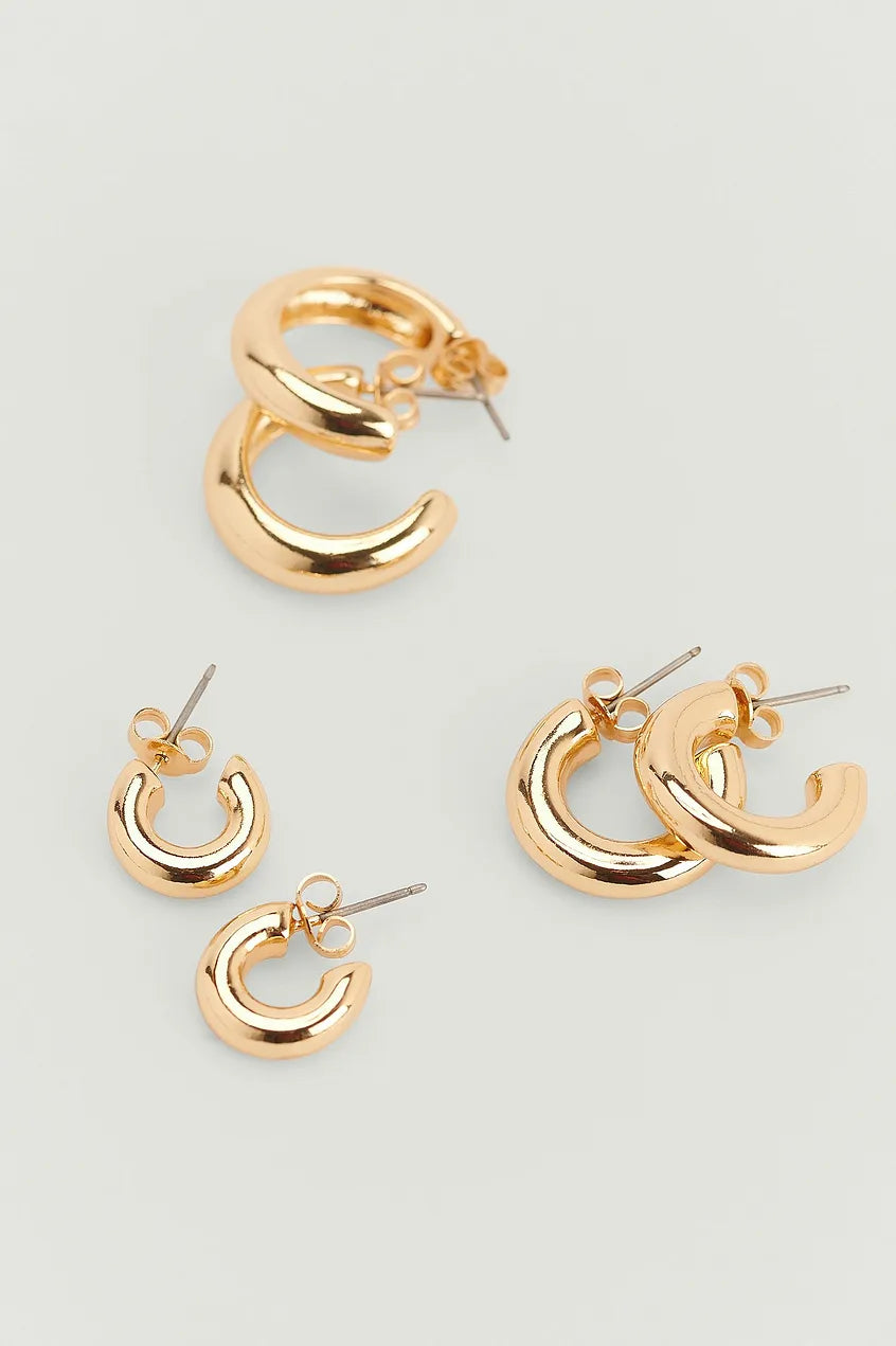 3-pack Chunky Hoop Earrings Gold