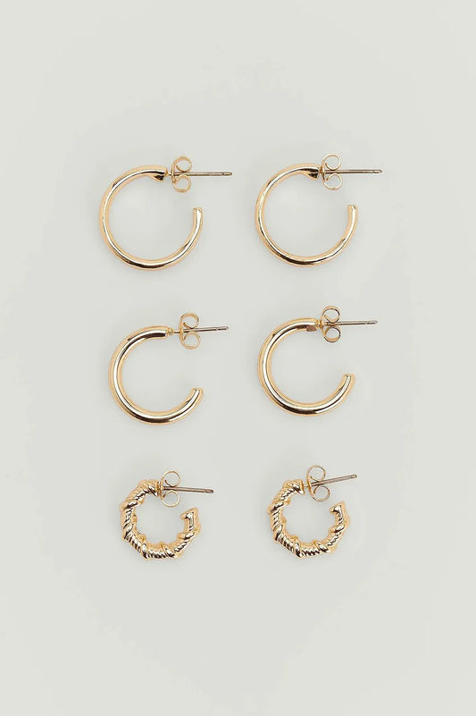 3-pack Hoop Earrings Gold