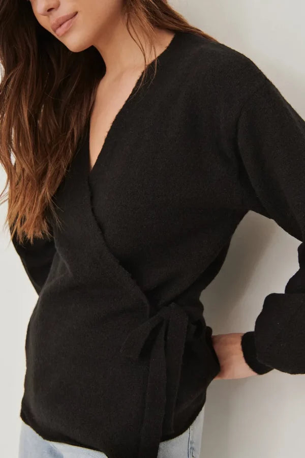 Alpaca Blend Overlap Knitted Sweater