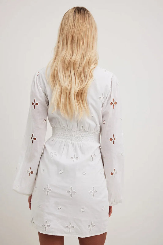 Anglaise Balloon Sleeve Mini Dress