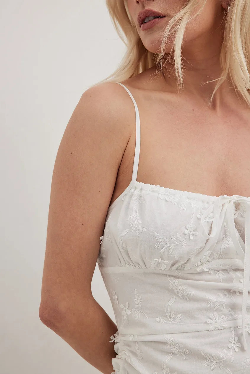 Anglaise Drawstring Mini Dress