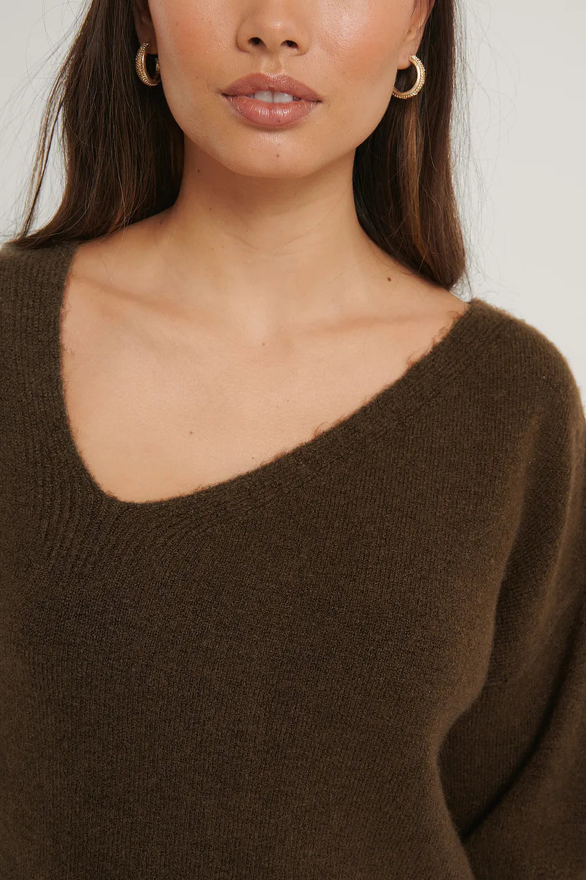 Asymmetric Neckline Knitted Sweater