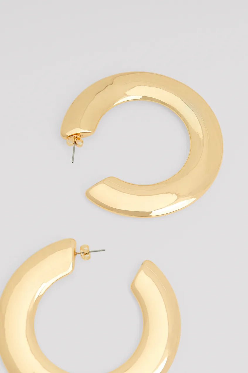 Big Flat Hoop Earrings Gold