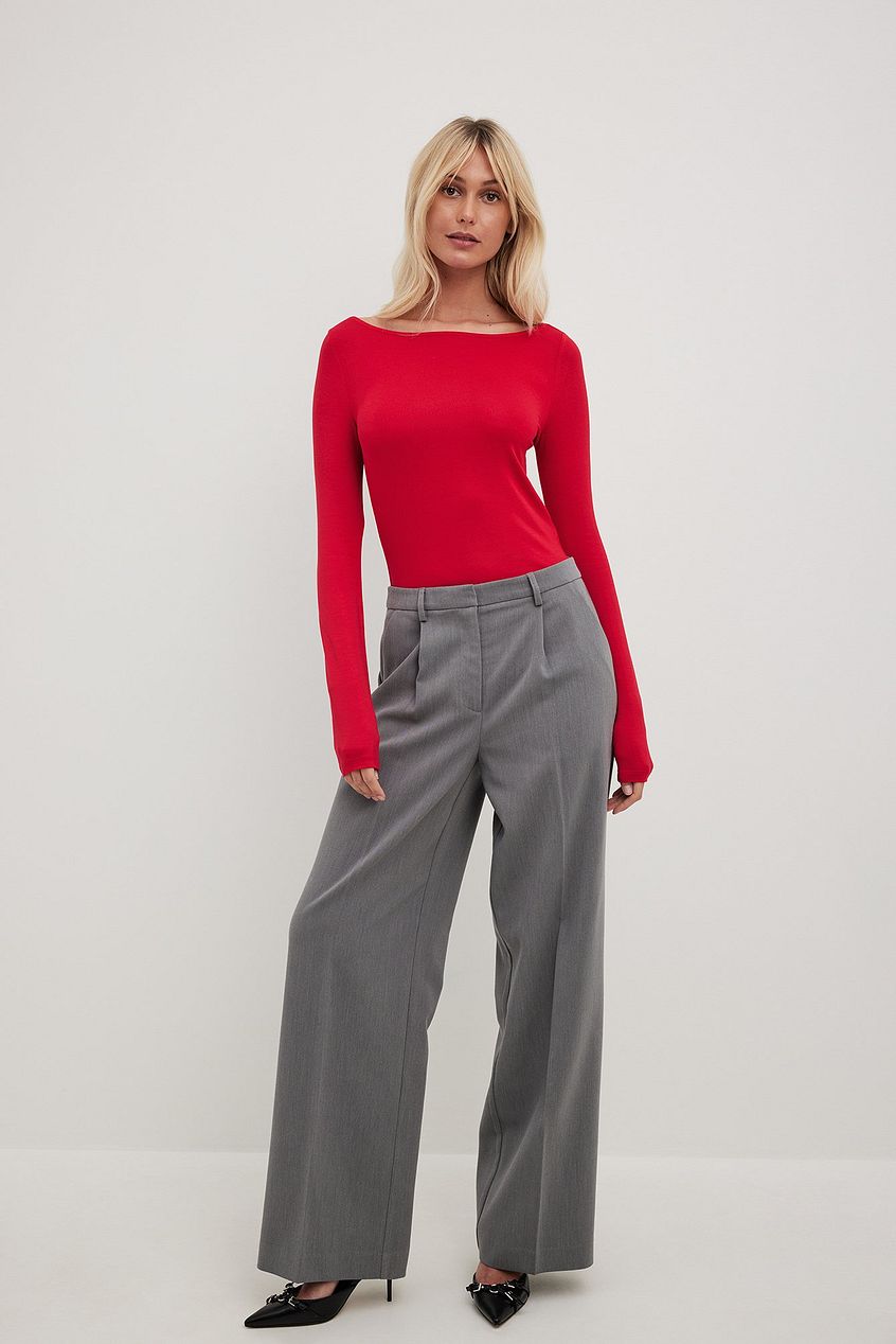 Boat Neck Long Sleeve Top