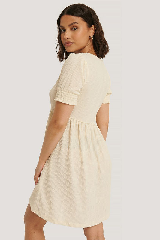 Button Up Jersey Dress Beige